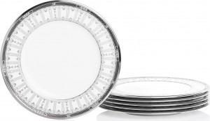 10654837 Noritake Набор тарелок акцентных Noritake "Чатлайн, платиновый кант" 24см, 6 шт Фарфор костяной