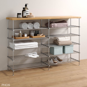 SBS1400-5-Eiche Сервант с полками из дуба, 2 секции, 5 уровней, ширина 145 см PHOS