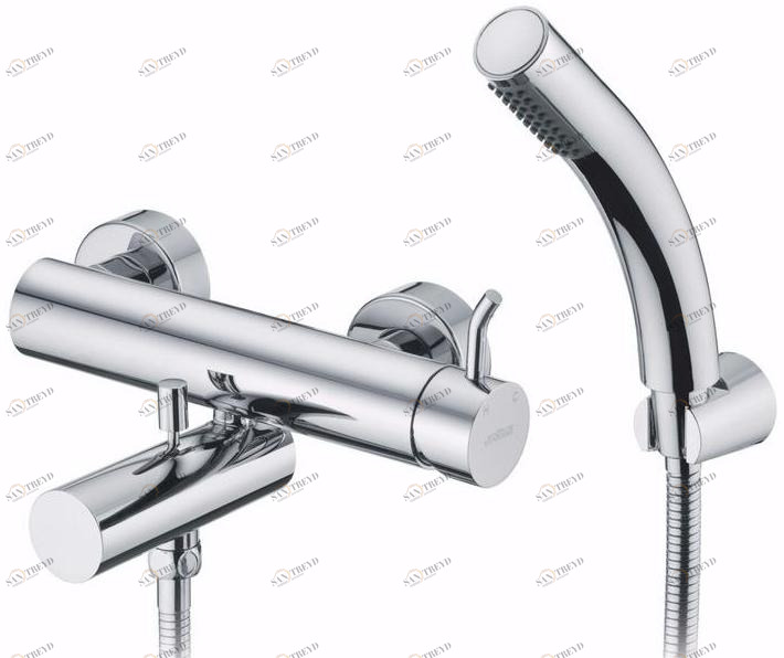 JUSTIME Смеситель для ванны настенный на 3 отверстия из хромированной латуни с ручным душем Simple 6768-94-81cp