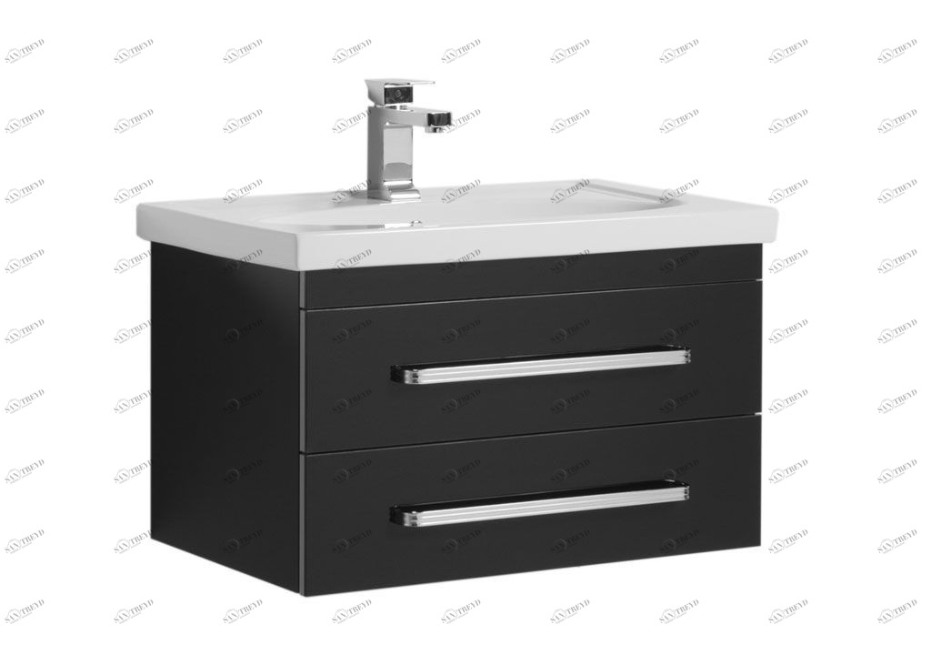 Тумба с раковиной Aquanet Сиена 70 черный (подвесной 2 ящика) 0018922600185343