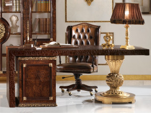 Прямоугольный стол из искусственной кожи с ящиками