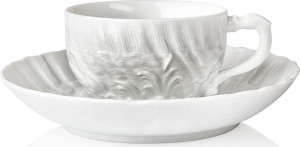 73554 Meissen Чашка чайно-кофейная с блюдцем 140мл "Лебединый сервиз" (белый рельеф) Фарфор, Керамика