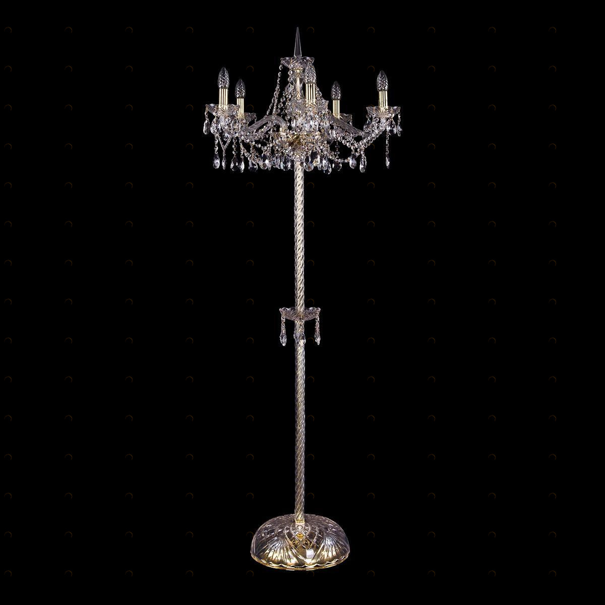 Торшер хрустальный на 5 ламп 160х60 см золотой Bohemia Ivele 1413T2/5/200-160/G BOHEMIA IVELE СВЕЧА 00-3889311 Золото;прозрачный 