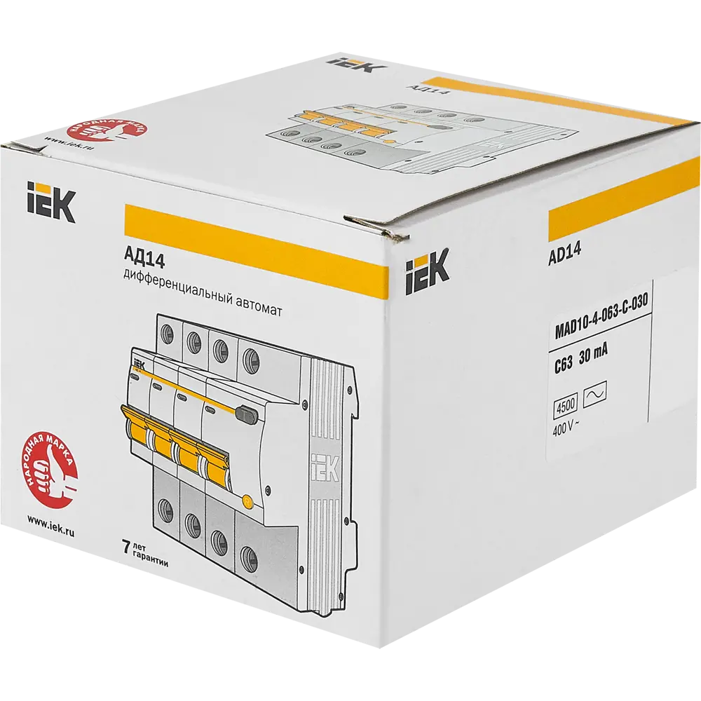 Дифференциальный автомат IEK АД14 4P 63А с защитой от токов утечки 12461525 STLM-1472080 - Вид №5