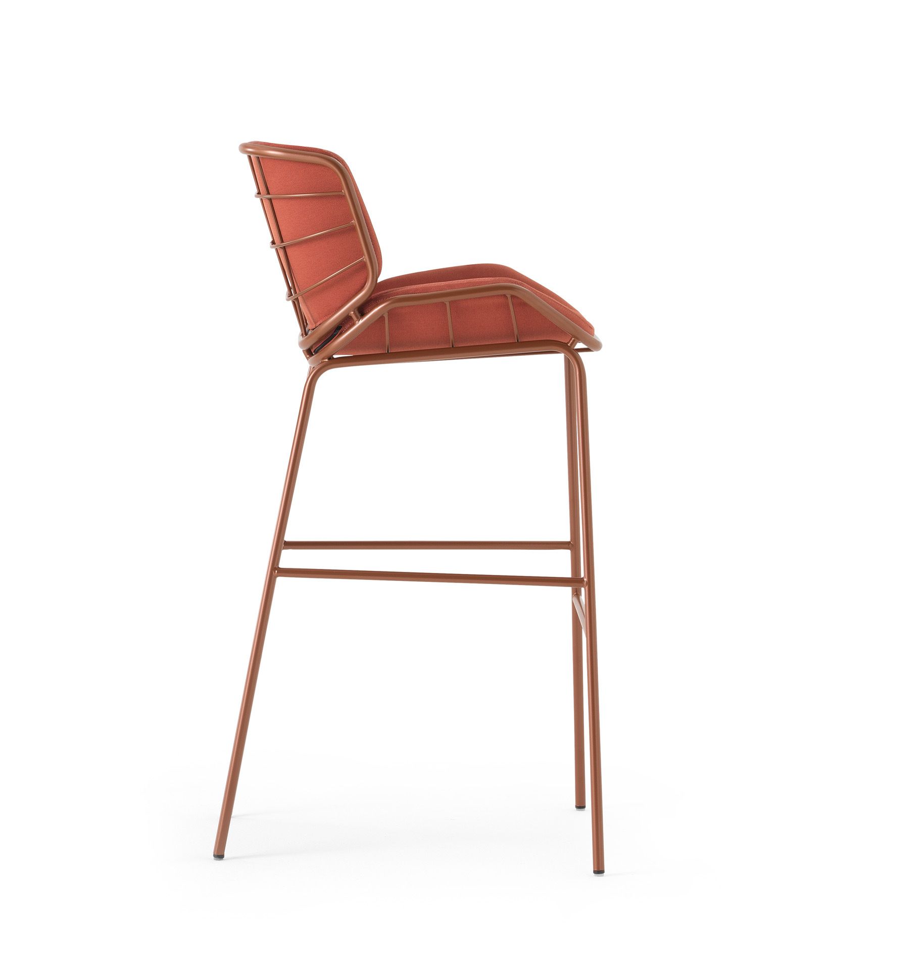 Металлический мягкий табурет с подставкой для ног со спинкой TrabA' Кожа ARCH-00045469 - Вид №6