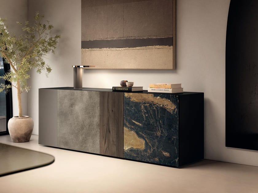 Шкаф из дерева и стекла с распашными дверями Lago 36e8 ARCH-00073433