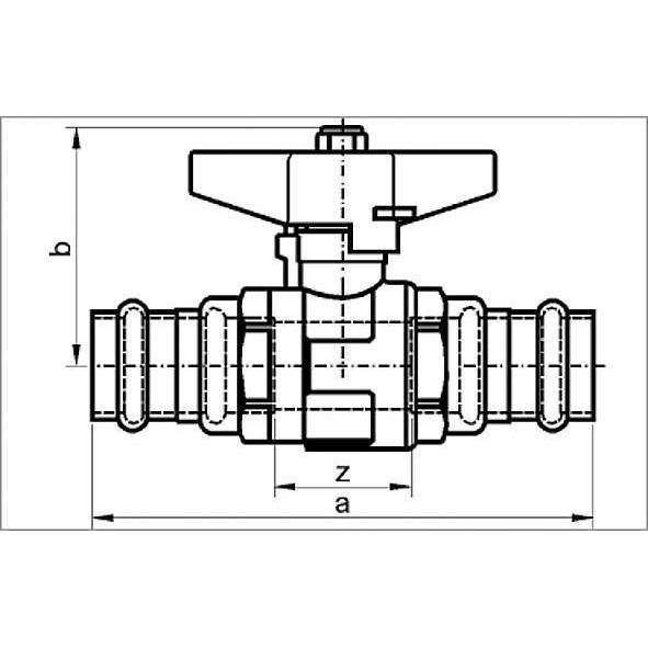 1885018 SANHA 8850 кран шаровый пресс PN16 макс.темп 130°С, ВПр-ВПр, латунь 18 мм  - Вид №1