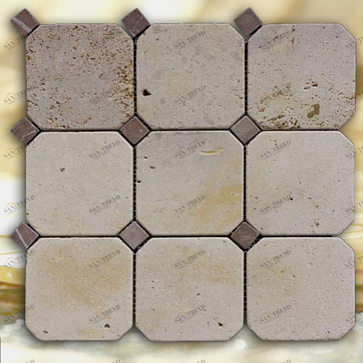 МОЗАИКА ИЗ НАТУРАЛЬНОГО КАМНЯ  M090+M074-BT NATURAL OCTAGON M090M074BT