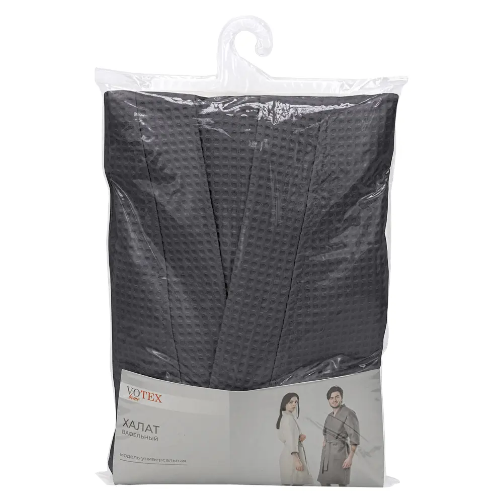 89367748 Халат вафельный Votex Home Кимоно без капюшона размер M цвет темно-серый STLM-0968235  - Вид №2