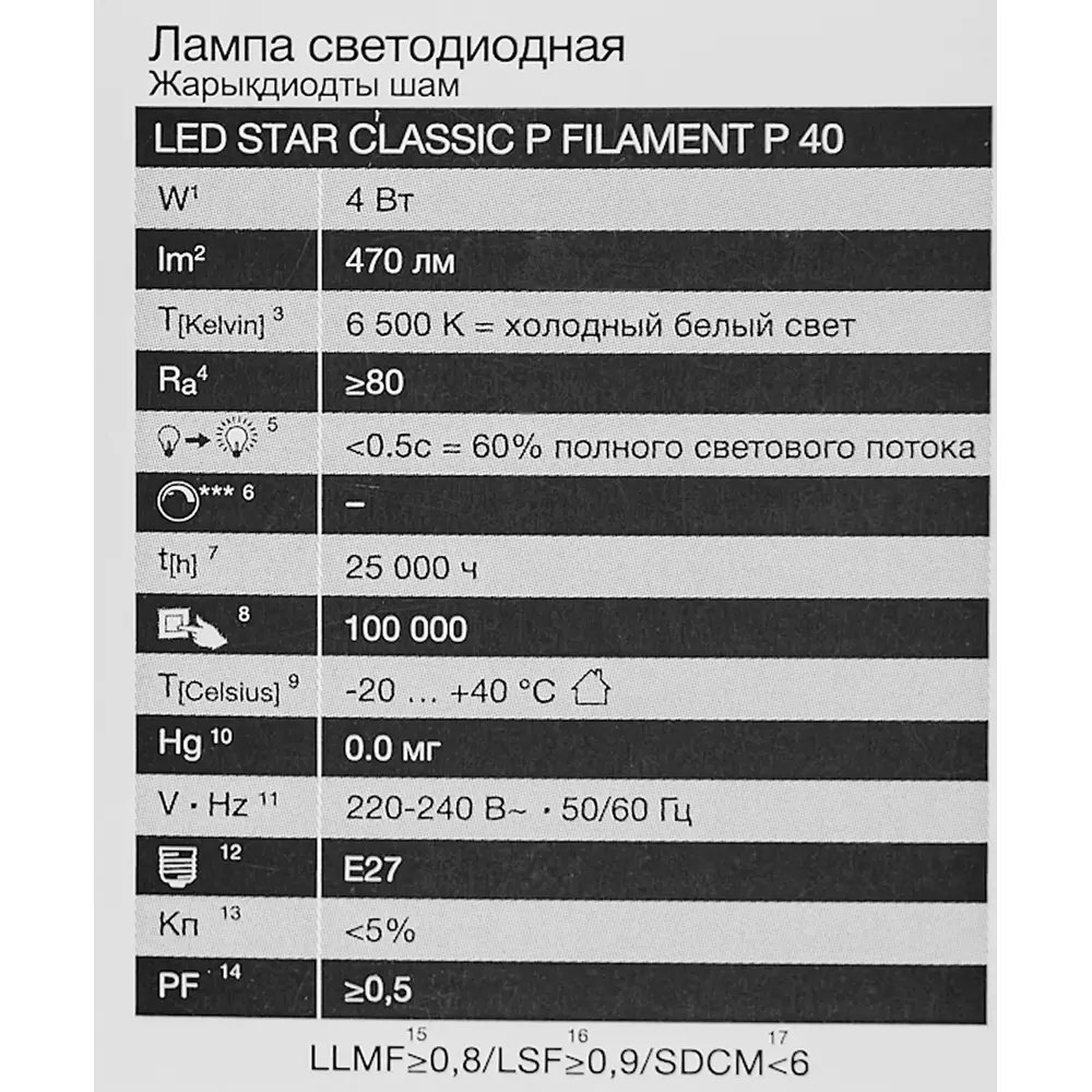 Лампа светодиодная Osram Р E27 220/240 В 4 Вт шар 470 лм холодный белый свет 85306947 STLM-2062479  - Вид №4