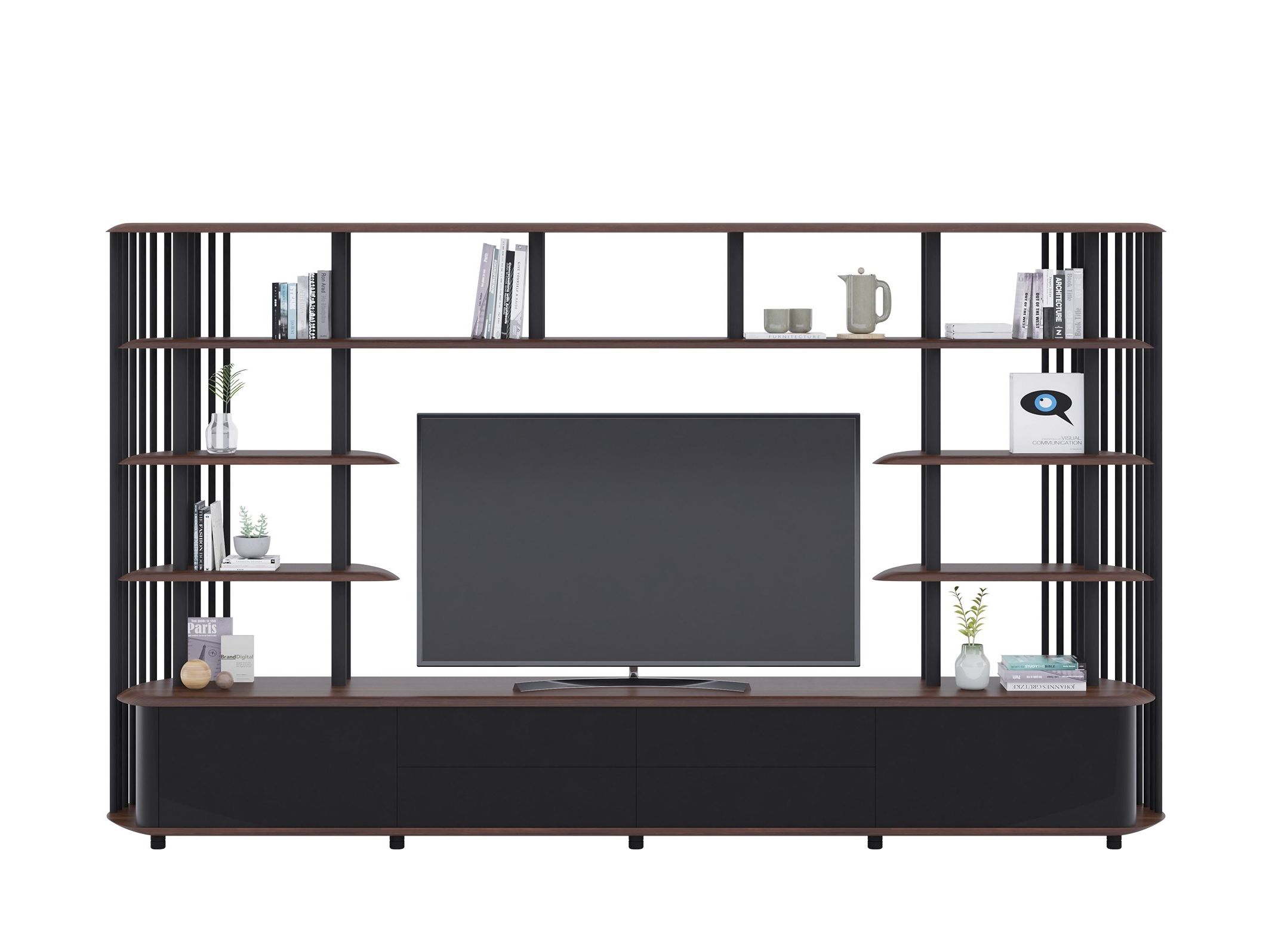 Отдельно стоящая деревянная облицованная стена с подставкой для телевизора Ersa ECLIPSE ARCH-00068121 - Вид №1