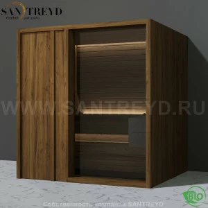 Effegibi YOKU.D80 BI.70200008 Био-сауна с левой дверью. Мощность: 9 кВт макс. Размеры: длина 202 см, ширина 180 см. Отделка: чёрный орех