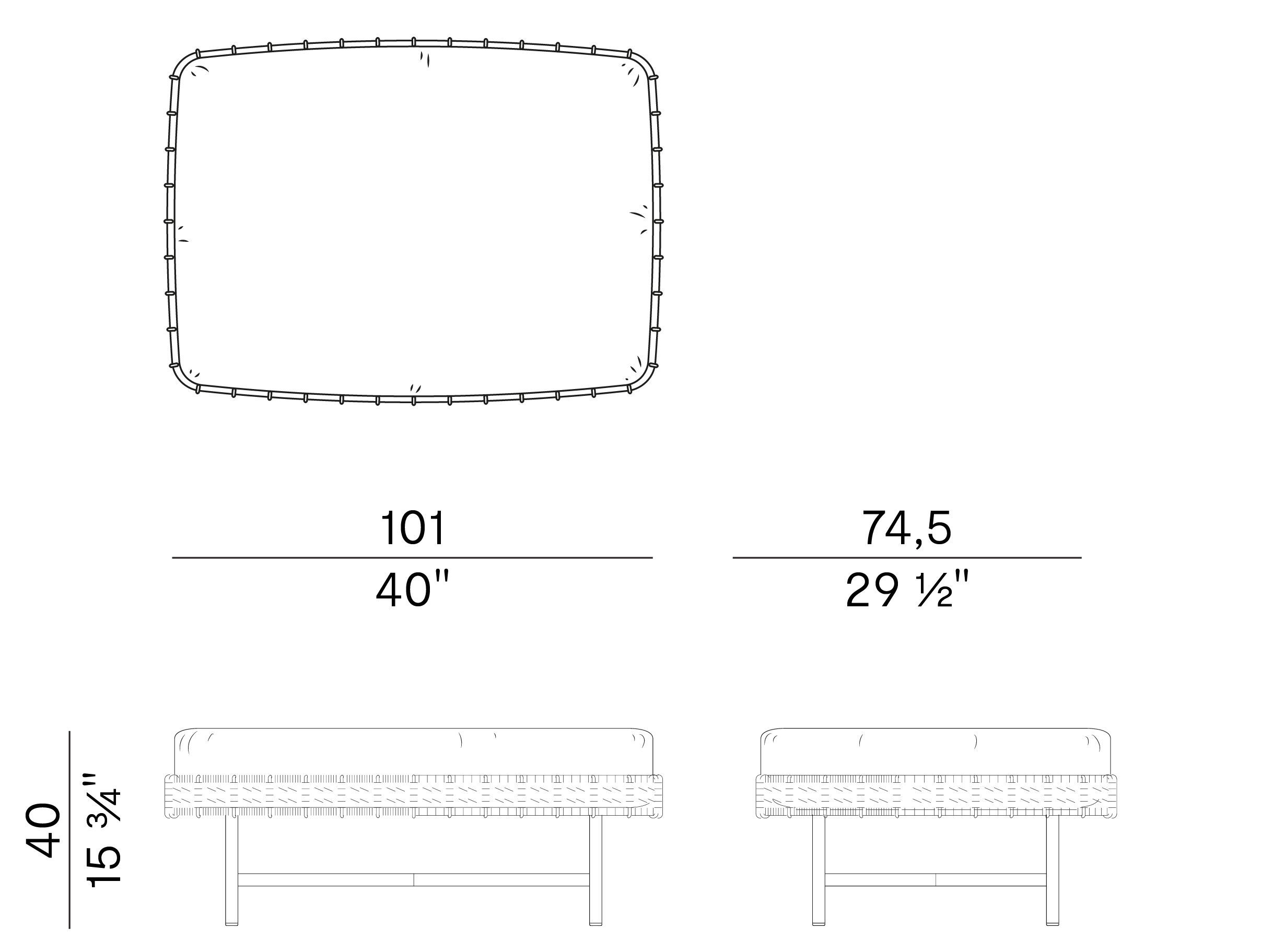 Прямоугольный садовый пуфик из веревки и ткани Potocco Ropu ARCH-00114711 - Вид №4