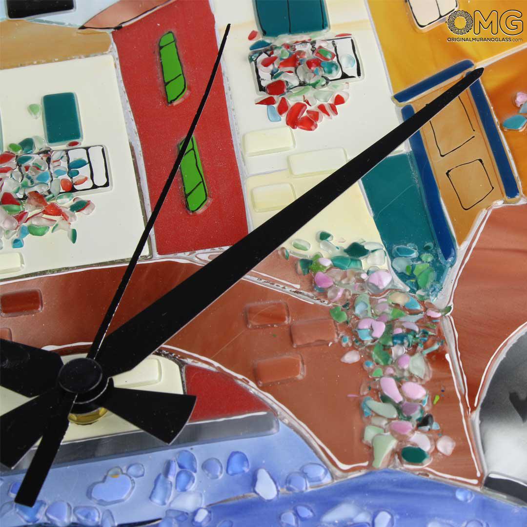 4376 ORIGINALMURANOGLASS Настенные часы Венецианские мотивы - муранское стекло OMG 34 см  - Вид №1