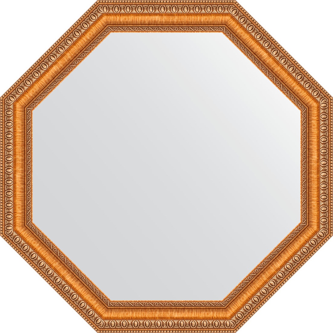 BY 3707 Зеркало в багетной раме - золотые бусы на бронзе 60 mm EVOFORM Octagon