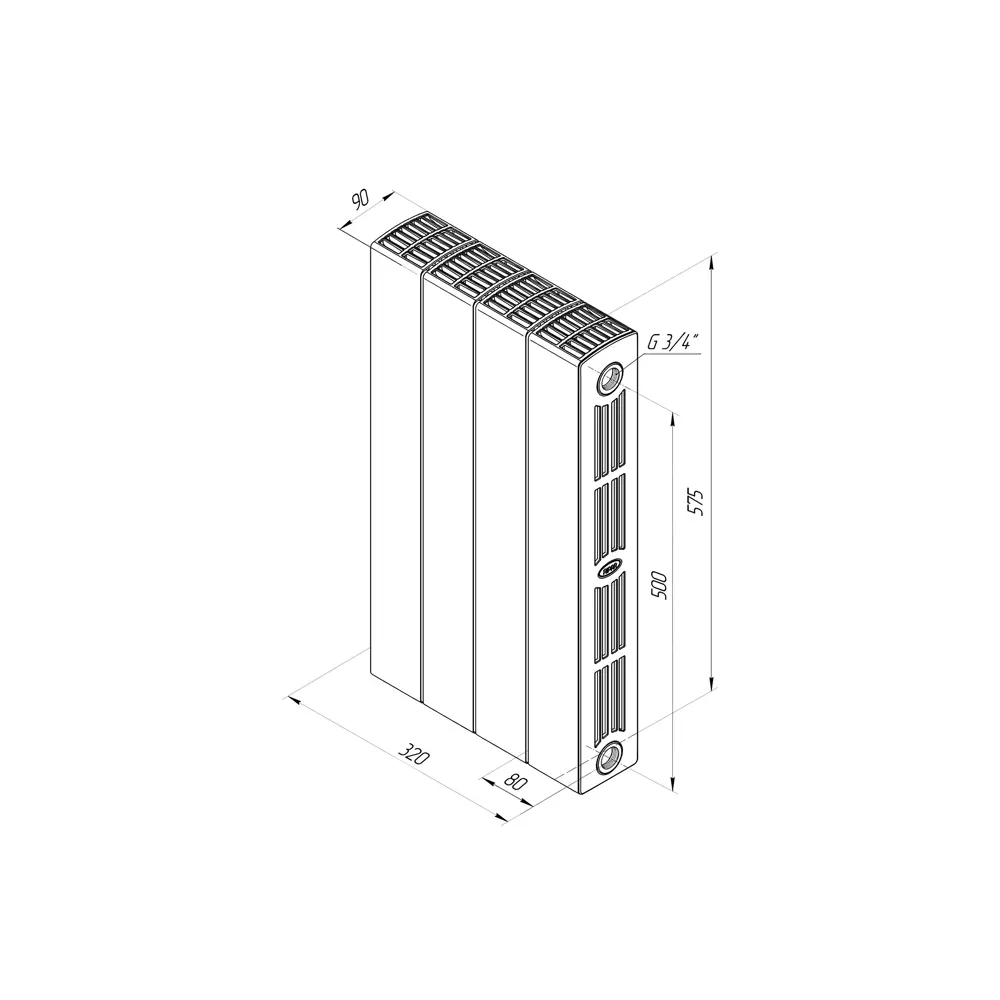 Радиатор секционный Rifar Supremo S50004RAL5024 500/90 4 секции боковое подключение биметалл голубой 82560833 STLM-2180309 - Вид №5