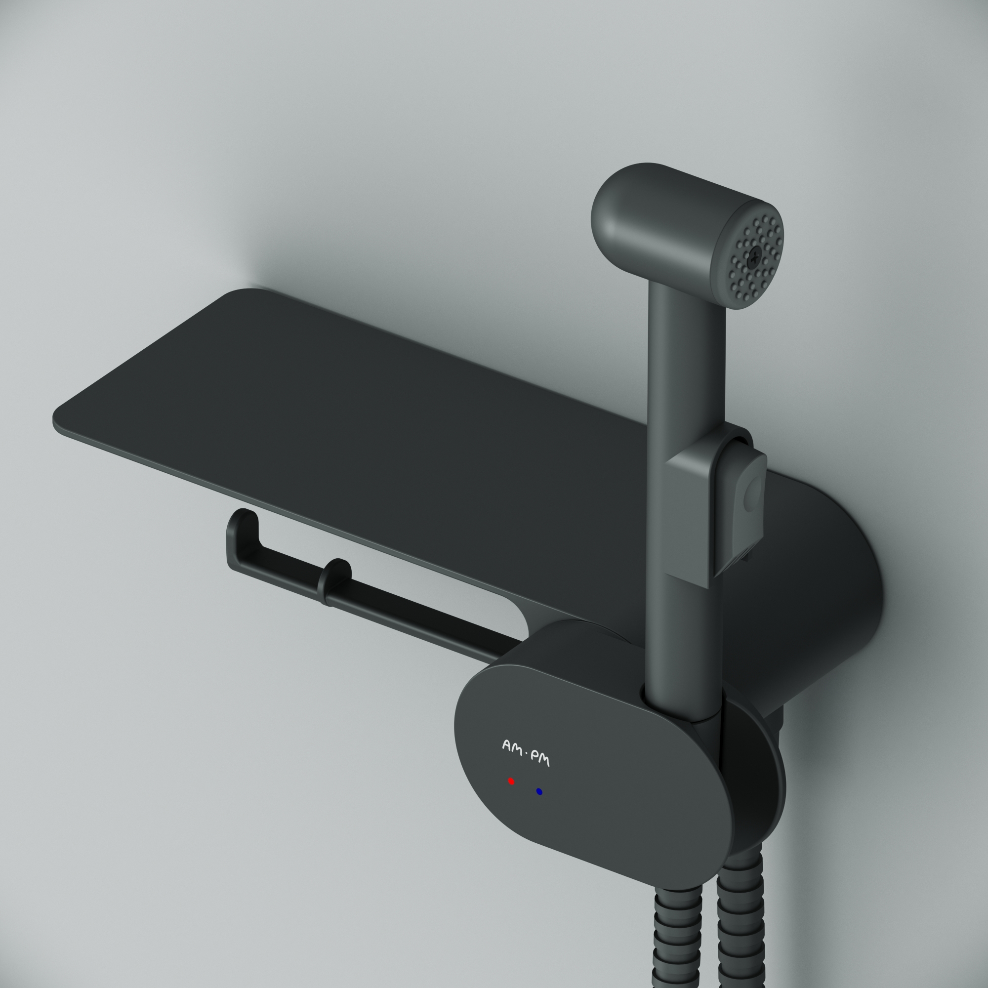 F0202622 гигиенический набор со смесителем для душа с полкой держателем туалетной бумаги гиг AM.PM Like - Вид №3