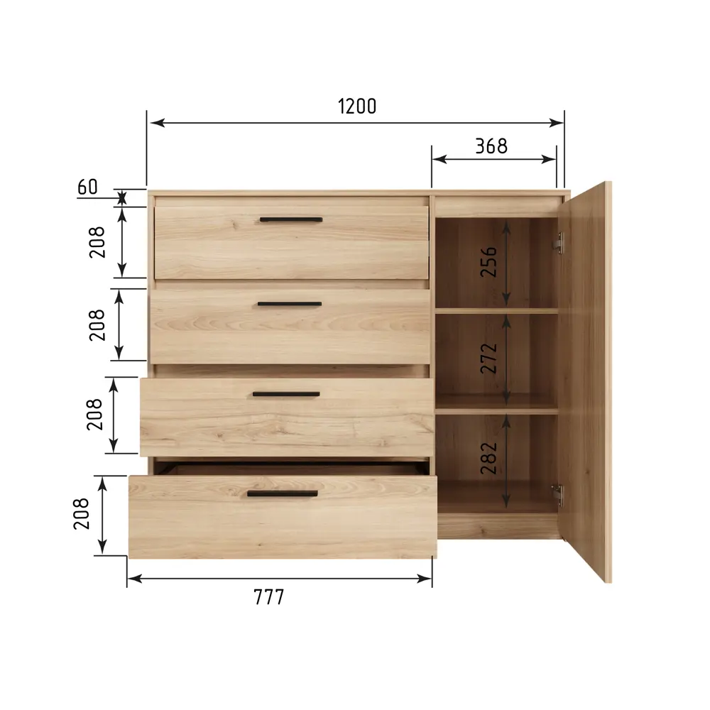 Комод Лион 4 ящика 120x100.2x41.6 см ЛДСП цвет комано 89433655 STLM-2162185 Santreyd - Вид №9