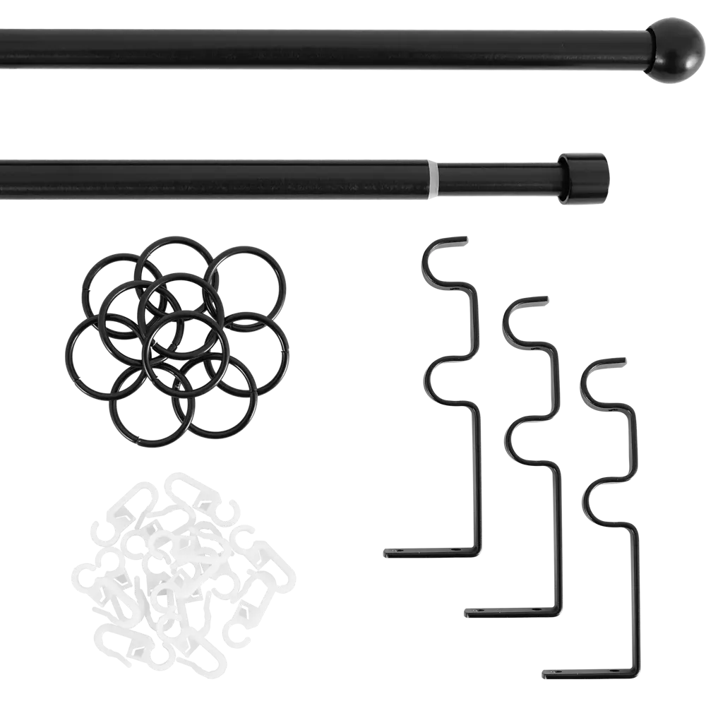 Карниз двухрядный раздвижной d19/16 мм шар 160-320 см цвет черный ORBIS STLM-2204502 - Вид №1