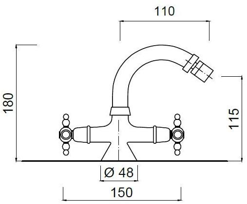 Rubinetteria Giulini Смеситель для биде с регулируемым изливом на палубе Parigi 7335p - Вид №1