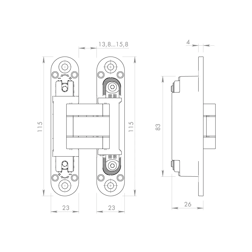 Скрытая петля дверная U3D3000 115x23x26 мм ЦАМ цвет хром ARMADILLO STLM-2099593 - Вид №4