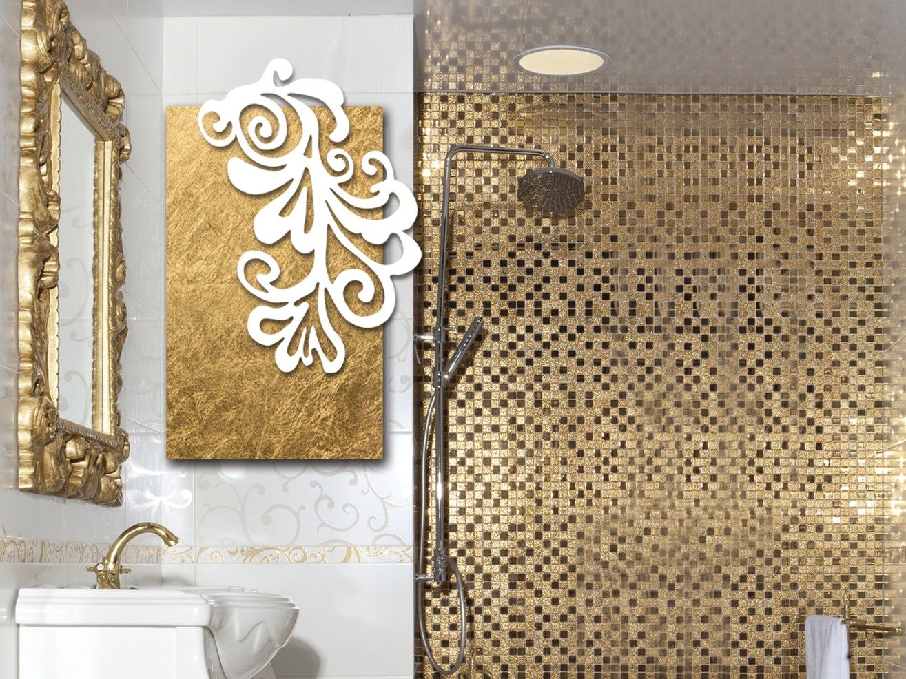 Алюминиевый полотенцесушитель Termo Design двойная пластина-сусальное золото ARCH-00136883 - Вид №11