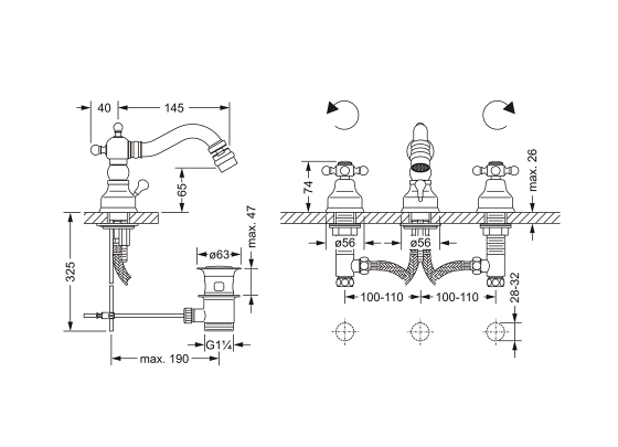 Смеситель для кухни на два отверстия JOERGER Delphi 109.30.100.000 - Вид №1