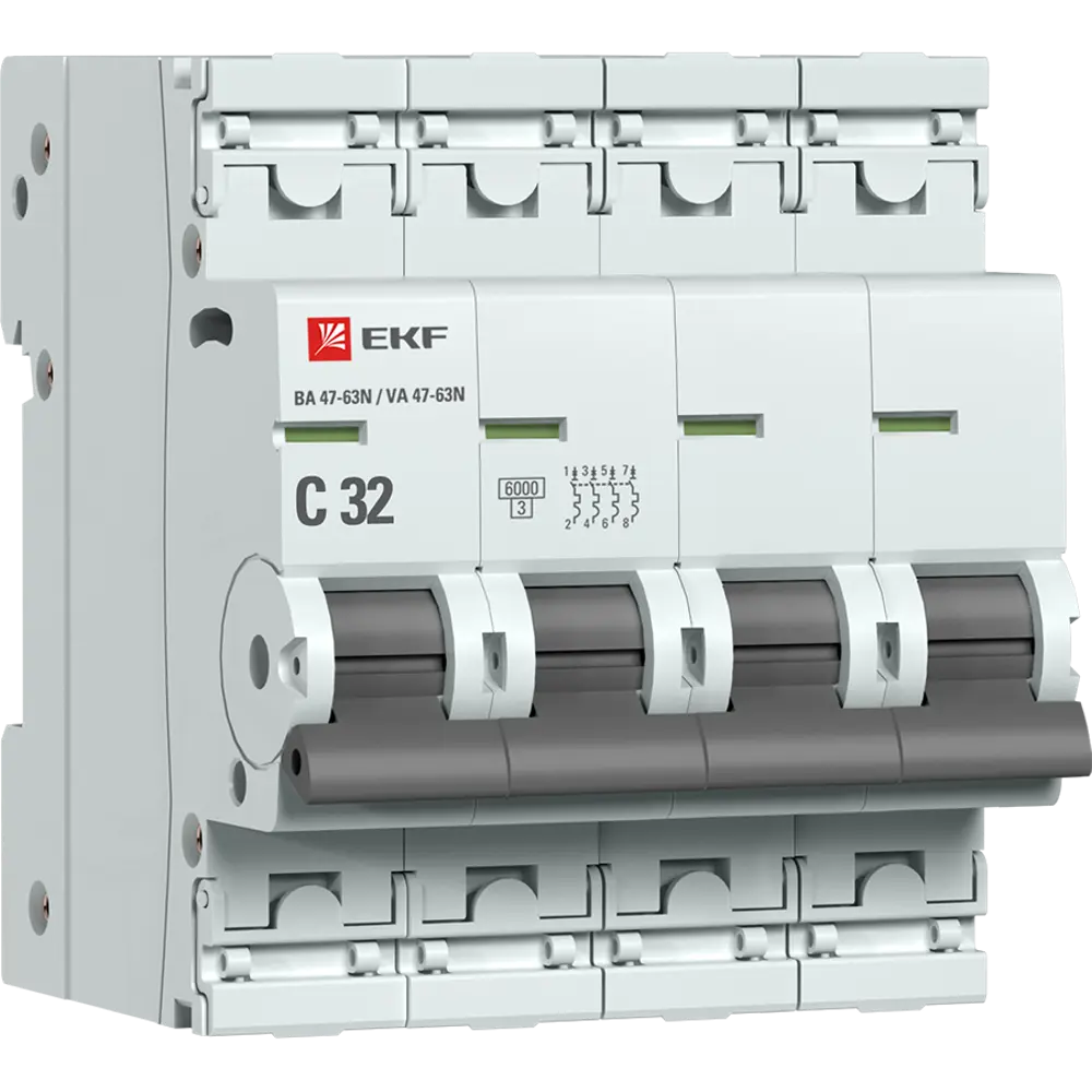 Автоматический выключатель EKF Proxima ВА47-63 4P N C32 А 6 кА 88883159 STLM-2176680 