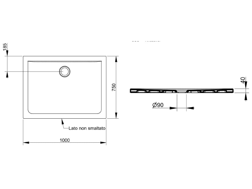 Керамический нескользящий прямоугольный поддон для душа Ceramica Dolomite SQUASH ARCH-00046905 - Вид №21
