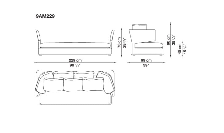 3-местный тканевый диван Maxalto Amoenus Soft ARCH-00016177 - Вид №1