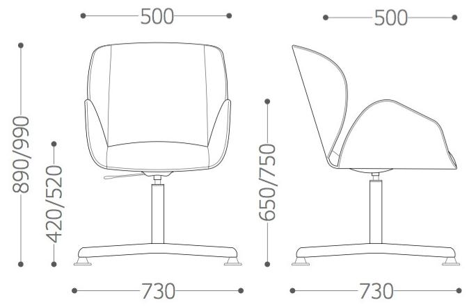 VAGHI Кресло на 4 спицы с подлокотниками Suoni guest Sio6k/sio6v - Вид №4