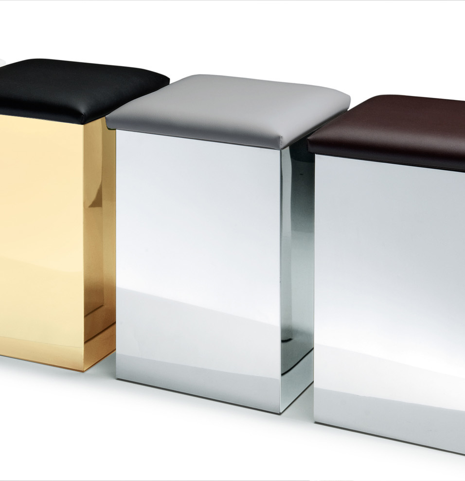 Корзина для белья CASE HK 1 DECOR WALTHER Сталь полированная / Искусственная кожа белая 506450  - Вид №3