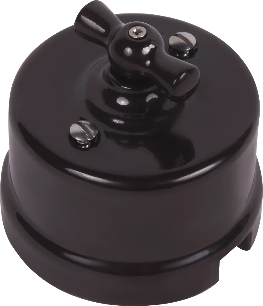 82063847 Выключатель накладной Electraline Bironi Ретро 1 положение цвет коричневый STLM-0018576