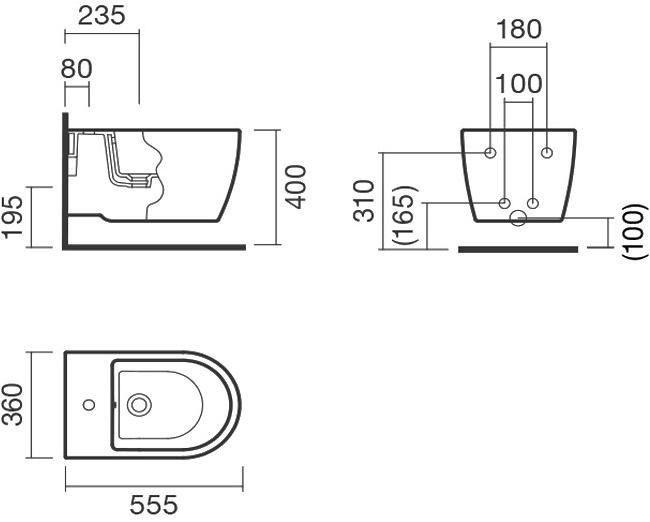 Биде подвесное Sanitana CORAL S10063734900000 ( CRBD3E ) - Вид №1