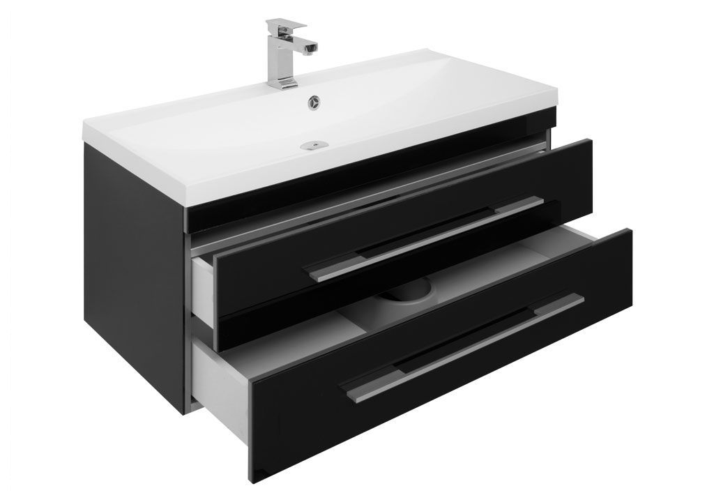 Тумба с раковиной Aquanet Верона 100 черный (подвесная 2 ящика) 0017538700204096 - Вид №3
