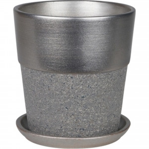 83406129 Горшок цветочный №5, ø22 см, 5.6 л, керамика, цвет серый/металлик Металлик/сланец