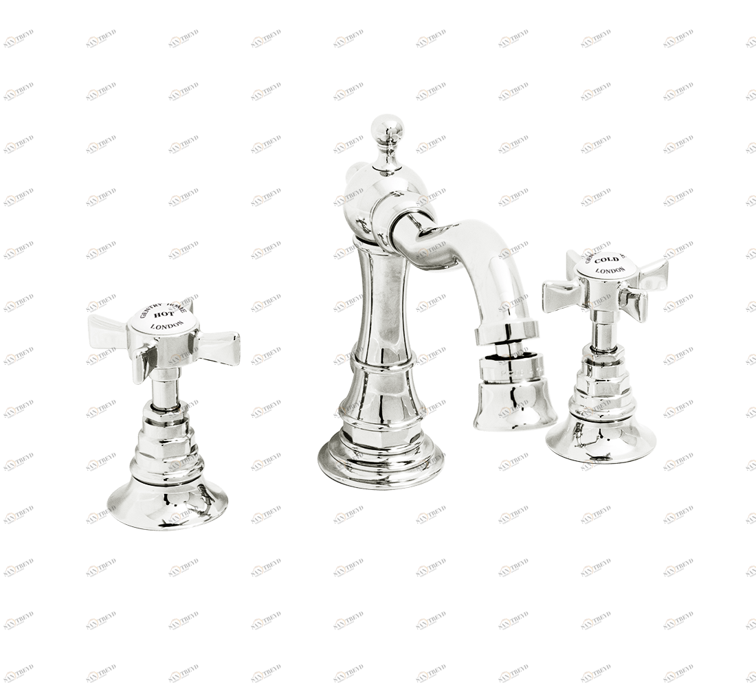 Gentry Home Смеситель для раковины Style на три отверстия с всплывающей пастой Ascot Никель GH100651 