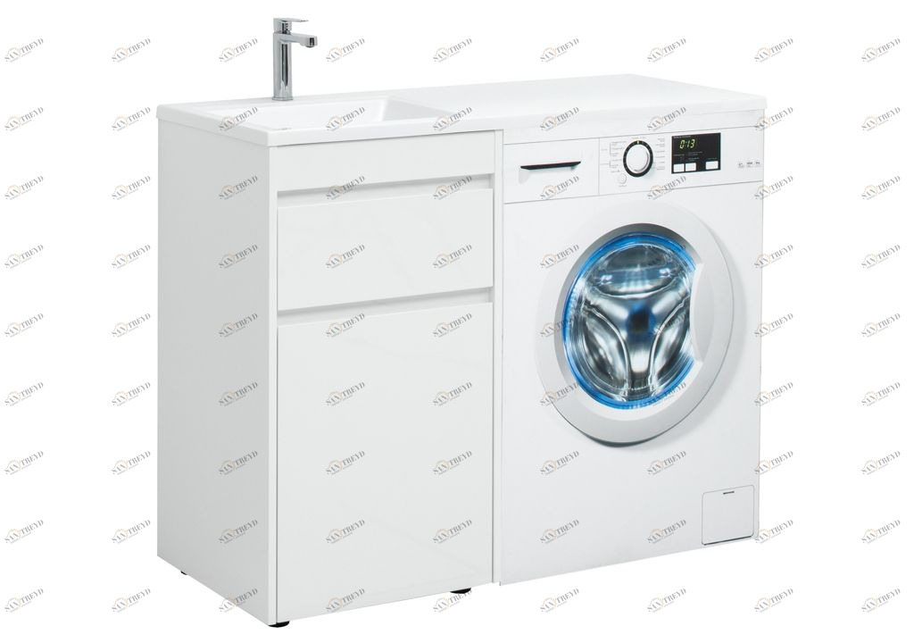 Тумба с раковиной Aquanet Токио 110 L белый (напольная, 1 ящик) 0023928900235497