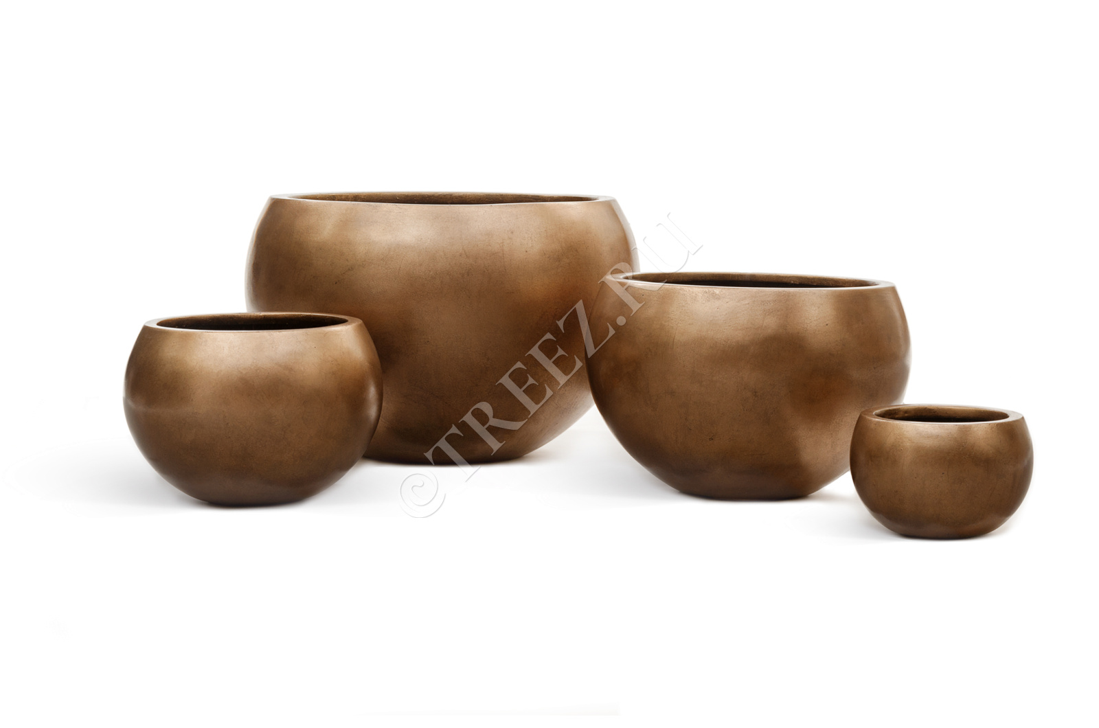 41.3318-04-016-BRS-22 Кашпо  Effectory - серия Metal - Полусфера - Тёмное матовое золото Цветочная коллекция 