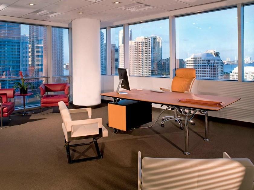 Poltrona Frau Прямоугольный письменный стол из кожи со встроенной полкой L'ufficio - sistemi direzionali sun-id-1414986 - Вид №4