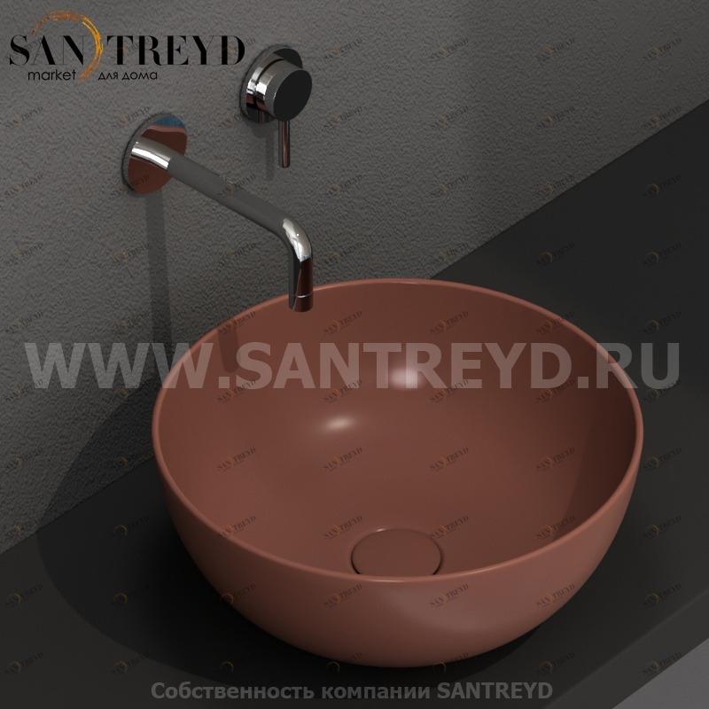 B6T37MT Накладная раковина на столешницу  круглая Ceramica Globo T-EDGE