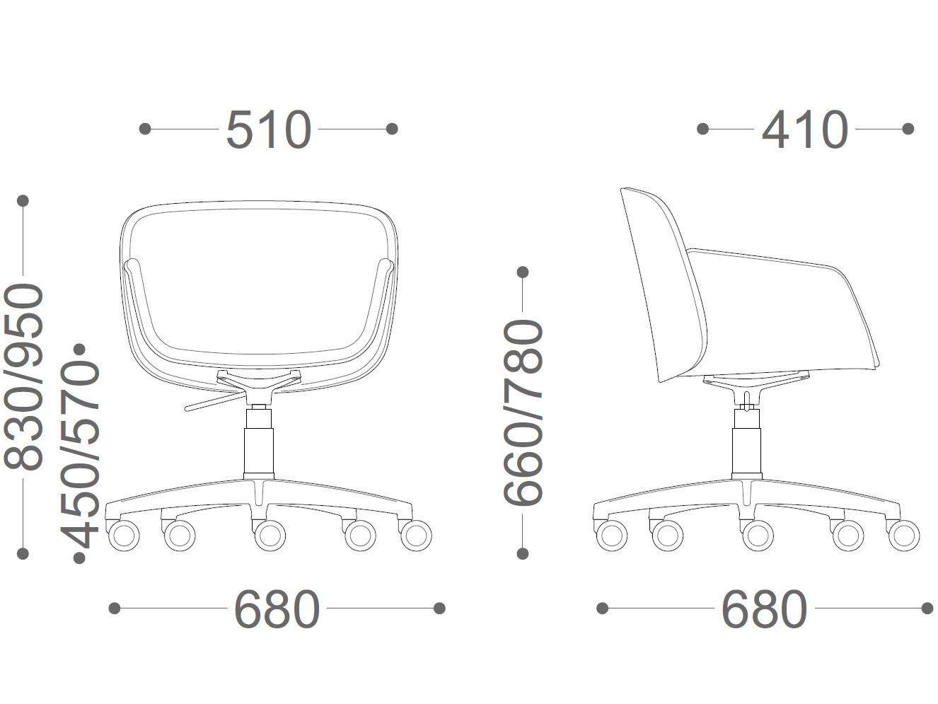 Стул с регулируемой высотой из ткани с подлокотниками с колесами VAGHI Free Soft ARCH-00004634 - Вид №3