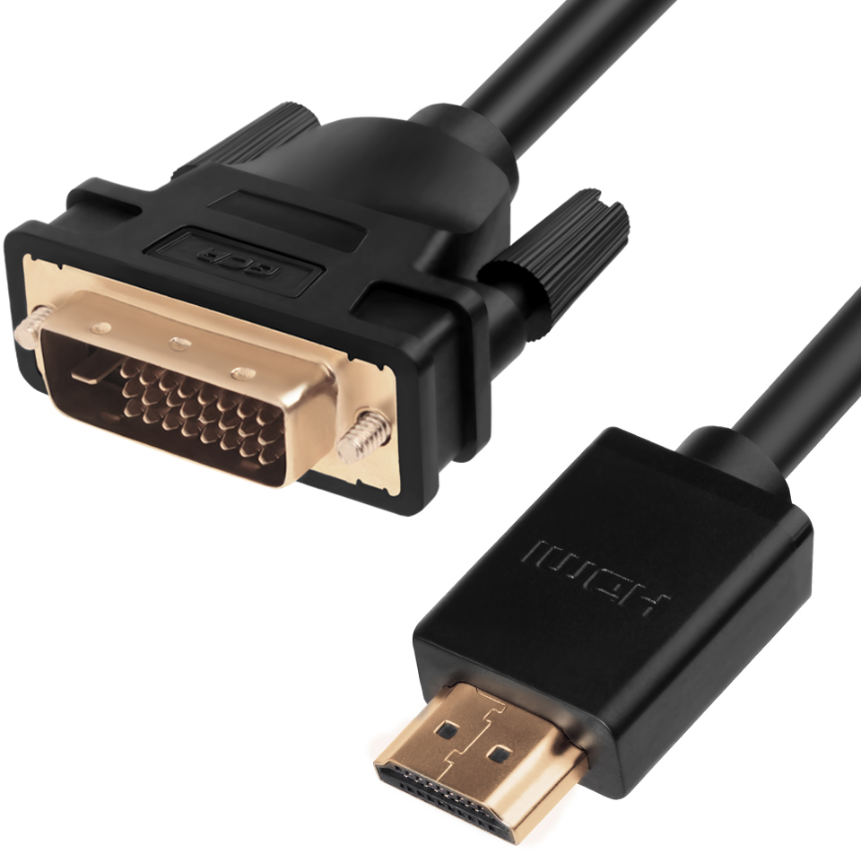 GCR-HD2DVI1-7.5m кабель hdmi-dvi 7.5m черный, od7.3mm, 28/28 awg, позолоченные контакты, 19pin am / 24+1m am double link, , тройной экран Greenconnect Santreyd 
