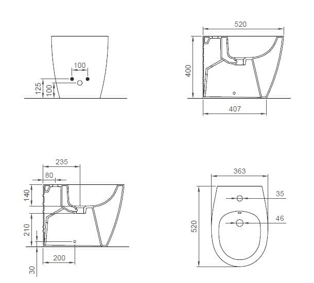 Напольное биде с переливом Ercos KITE ARCH-00055296 - Вид №6
