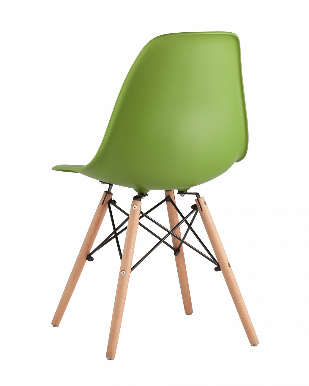 Стул со спинкой зеленый с деревянными ножками Eames EAMES ДИЗАЙНЕРСКИЕ, EAMES DSW 00-3882023 Зеленый  - Вид №3