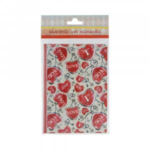 41582 Обложка для паспорта из ПВХ ( 13.3 x 19.1 см) "Сердца" Феникс-Презент