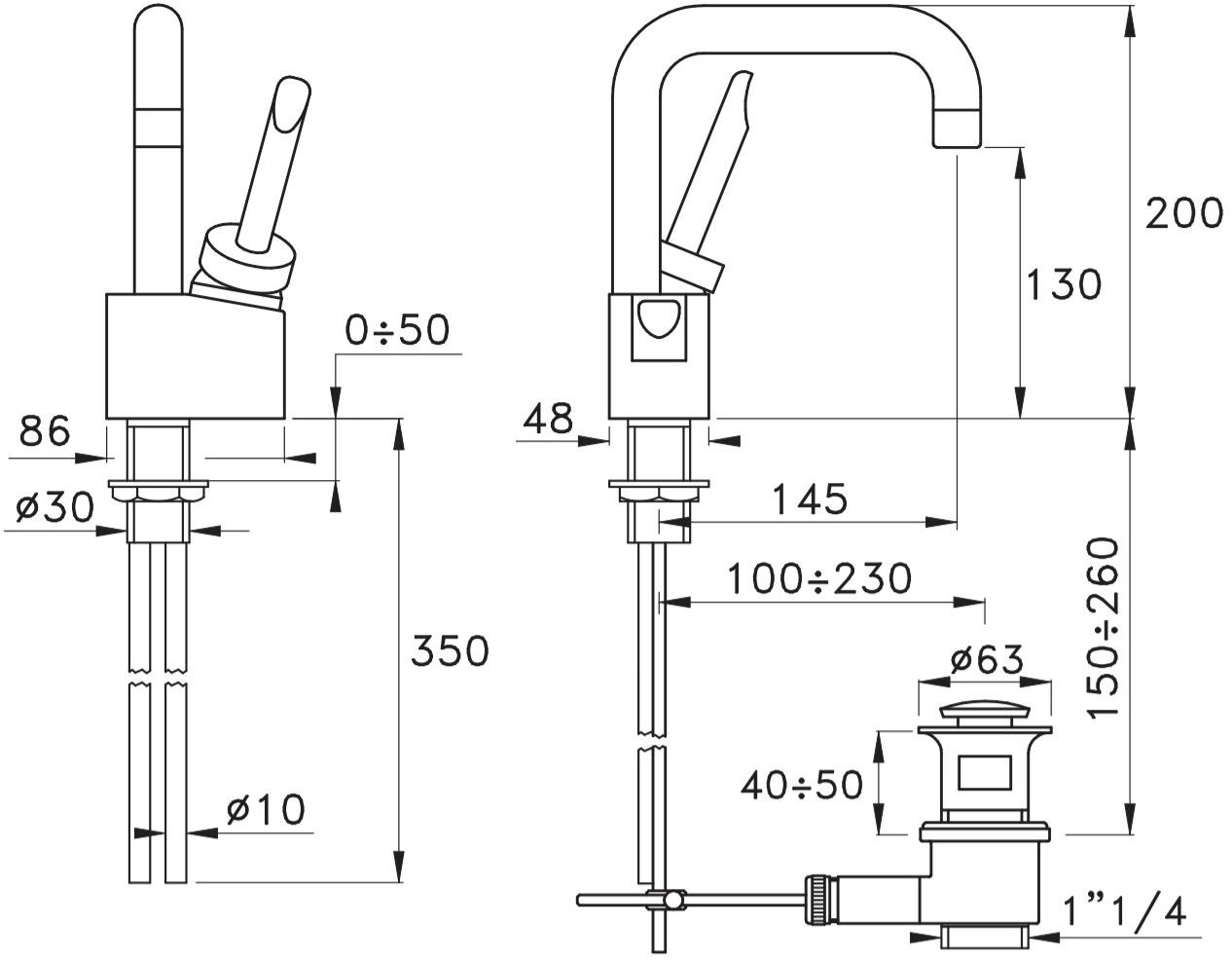 RUBINETTERIE STELLA Смеситель для раковины, однорычажный, с регулируемым изливом Box Art.34cr - Вид №1