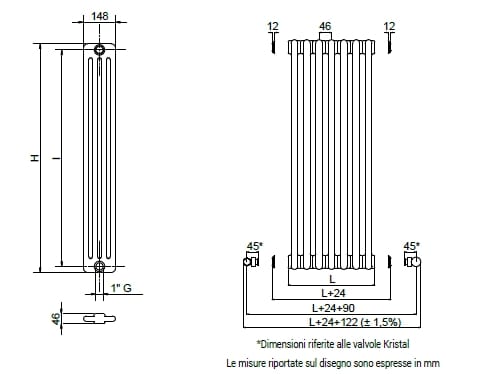 Настенный полотенцесушитель из углеродистой стали Cordivari шифер ARCH-00105992 - Вид №2
