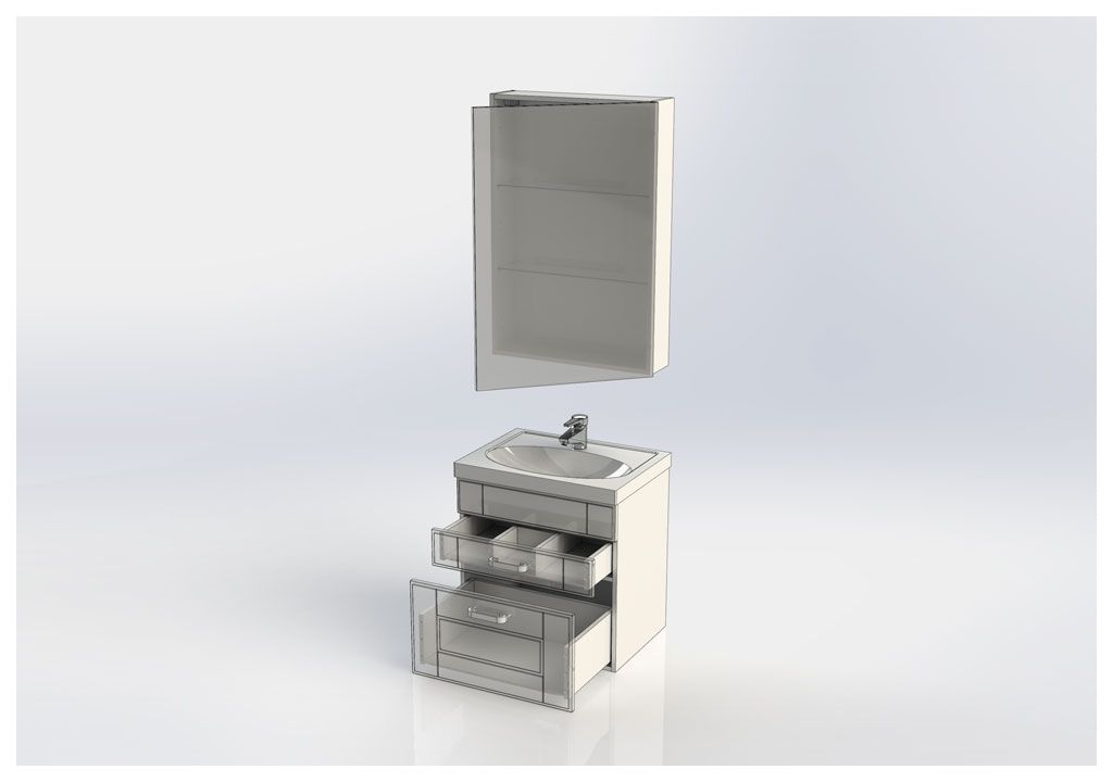 Мебель для ванной Aquanet Рондо 60 белый (2 ящика, зеркало камерино) 00195699 - Вид №9