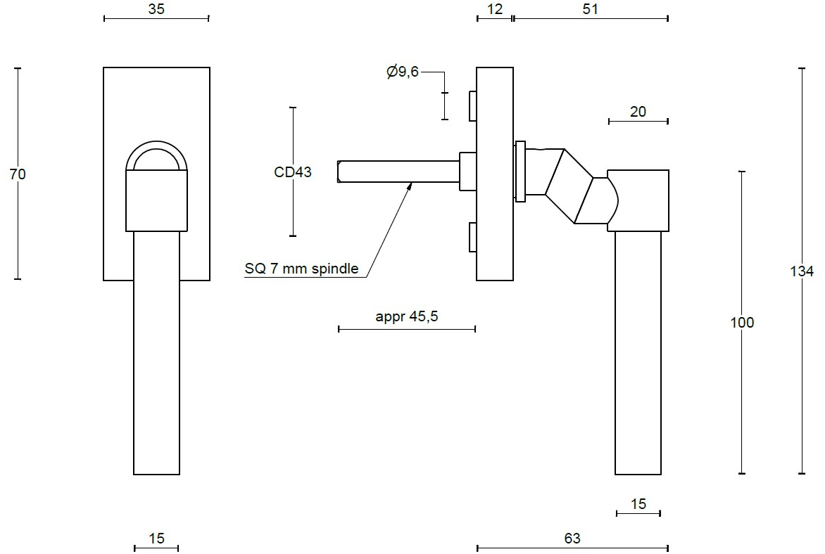 Formani Оконная ручка dk из нержавеющей стали One Pbl15-dk - Вид №1
